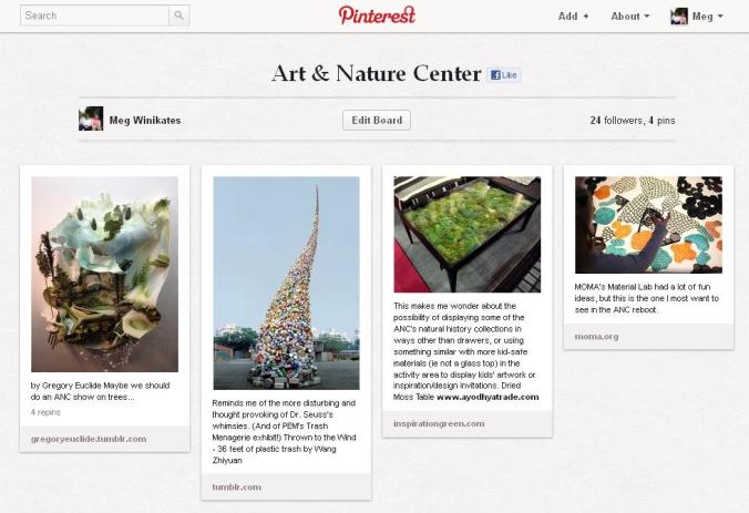 art & nature center pinboard