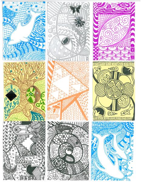 Doodles are good for the brain! Zentangle-style artist trading cards by Meg Winikates