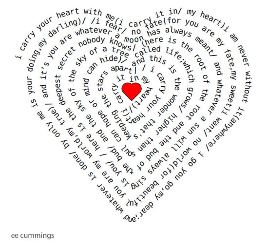 ee cummings 'i carry your heart' as laid out in Festisite